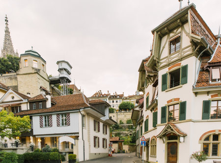 european street old town historic buildings highlands tourism travelの写真素材