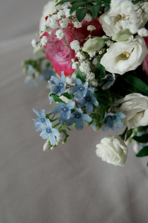 bouquet flowers roses blur wedding accessories brides decorの写真素材
