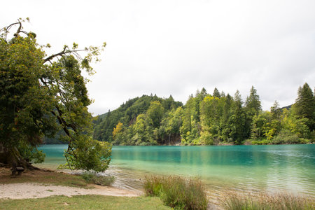 mountain river waterfall turquoise clear water nature ecology without peopleの写真素材