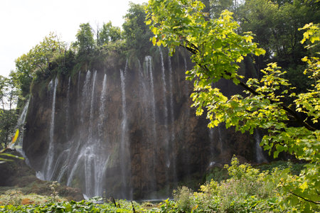 mountain river waterfall turquoise clear water nature ecology without peopleの写真素材