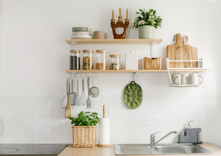 Modern Scandinavian Kitchen Interior Minimalist Design Natural Decor Eco Nordic Stylish