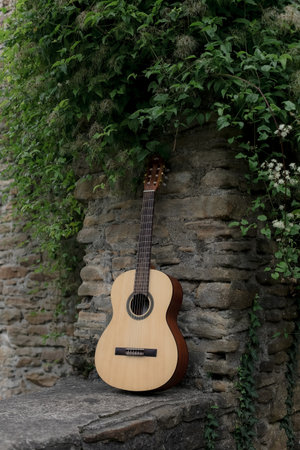 boy playing guitar outside park stage performance music concert artの写真素材