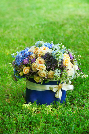 yellow pose flower. Gift romance at grass in the gardenの写真素材