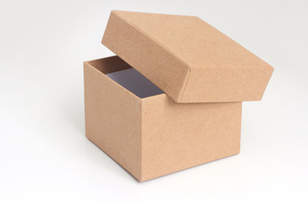 open paper box on white backgroundの写真素材