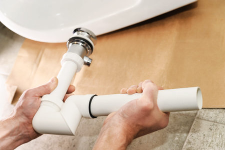 Hands man mounted sewer drain with pop-up waste for bidet.