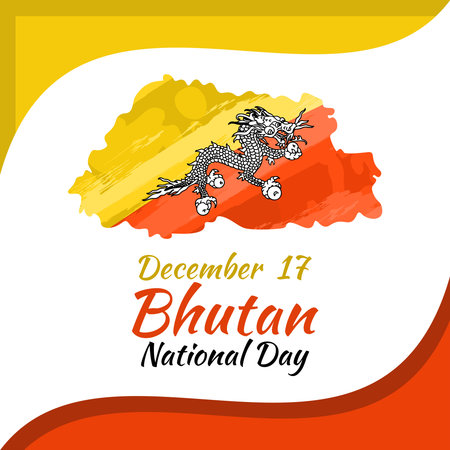 December 17, National day of Bhutan vector illustration. Suitable for greeting card, poster and banner.のイラスト素材
