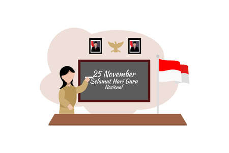 Translation: November 25, Happy Teacher Day. Hari Guru (Teacher Day)  vector illustration. Suitable for greeting card, poster and banner.のイラスト素材