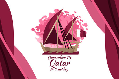 December 18, Qatar National Day Vector Illustration. Suitable for greeting card, poster and banner.のイラスト素材