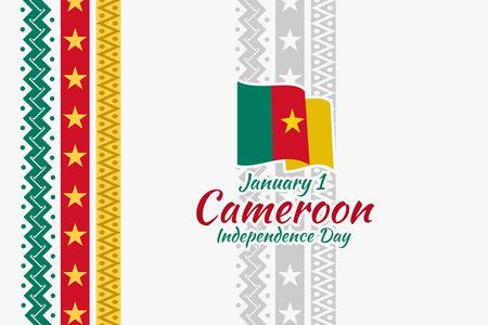 January 1, Independence day of Cameroon vector illustration. Suitable for greeting card, poster and banner.のイラスト素材