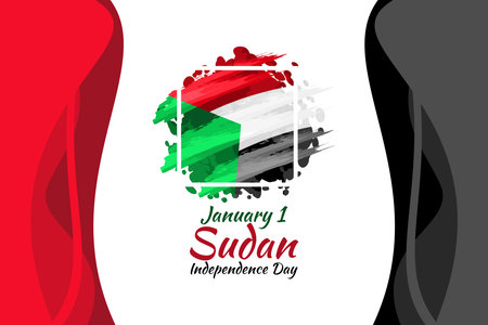 January 1, Sudan Independence Day Vector Illustration. Suitable for greeting card, poster and banner.のイラスト素材
