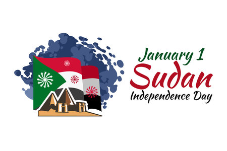 January 1, Sudan Independence Day Vector Illustration. Suitable for greeting card, poster and banner.のイラスト素材