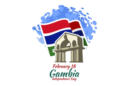 February 18, Independence Day of Gambia vector illustration. Suitable for greeting card, poster and bannerのイラスト素材