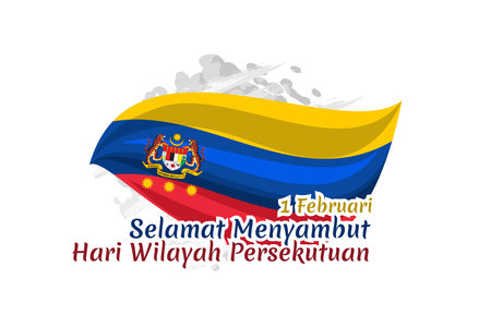 Translation: February 1, Happy celebrating Federal Territory Day. vector illustration. Suitable for greeting card, poster and bannerのイラスト素材