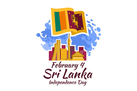 February 4, Independence day of Sri Lanka vector illustration. Suitable for greeting card, poster and banner.のイラスト素材