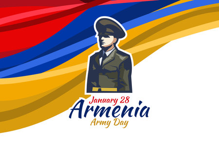 January 28, Army Day of Armenia. vector illustration. Suitable for greeting card, poster and banner.のイラスト素材