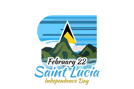 February 22, Independence Day of Saint Lucia vector illustration. Suitable for greeting card, poster and bannerのイラスト素材