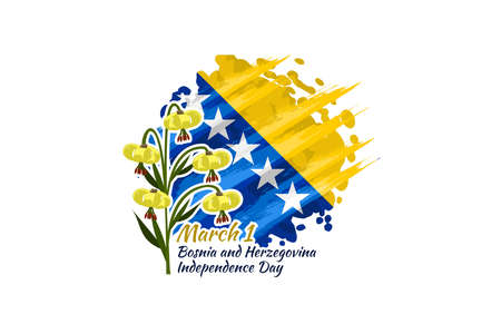 March 1, Independence day of Bosnia and Herzegovina.  vector illustration. Suitable for greeting card, poster and banner.のイラスト素材