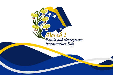 March 1, Independence day of Bosnia and Herzegovina.  vector illustration. Suitable for greeting card, poster and banner.のイラスト素材