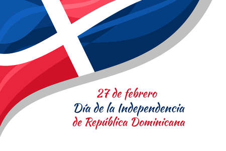 Translation: February 27, Independence Day of Dominican Republic. Vector illustration. Suitable for greeting card, poster and bannerのイラスト素材