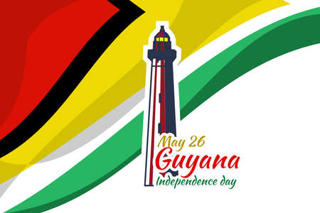 May 26, Independence Day of Guyana vector illustration. Suitable for greeting card, poster and banner.のイラスト素材