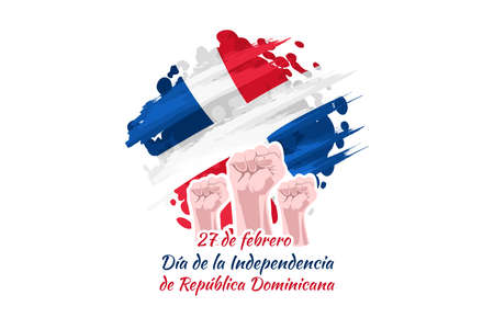 Translation: February 27, Independence Day of Dominican Republic. Vector illustration. Suitable for greeting card, poster and bannerのイラスト素材
