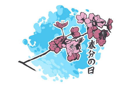 Translation: Vernal Equinox Day. Happy Vernal Equinox Day (Shunbun no Hi) vector illustrationのイラスト素材