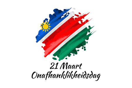 Translation: March 21, Independence Day. Independence Day of Namibia vector illustration. Suitable for greeting card, poster and banner.のイラスト素材