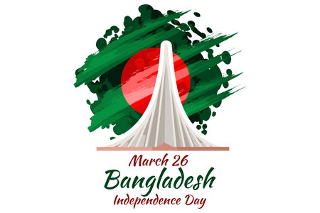 March 26, Independence day of Bangladesh Vector Illustration. Suitable for greeting card, poster and banner.のイラスト素材