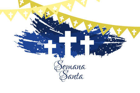 Semana Santa, translation: Holy Week, Latin religious tradition, vector   illustration. Suitable for greeting card, poster and banner.のイラスト素材