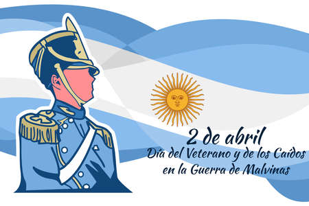Translation: April 2, Day of the Veterans and Fallen of the Falklands War (Malvinas day) vector illustration. Suitable for greeting card, poster and banner.のイラスト素材