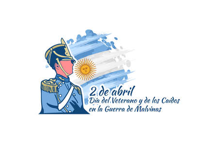 Translation: April 2, Day of the Veterans and Fallen of the Falklands War (Malvinas day) vector illustration. Suitable for greeting card, poster and banner.のイラスト素材