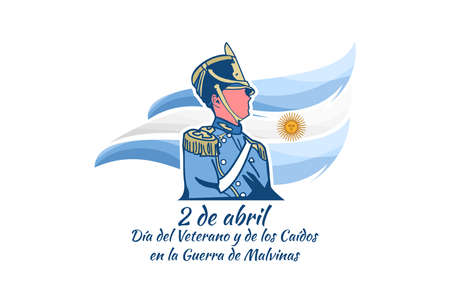 Translation: April 2, Day of the Veterans and Fallen of the Falklands War (Malvinas day) vector illustration. Suitable for greeting card, poster and banner.のイラスト素材