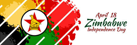 April 18, Independence day of Zimbabwe vector illustration. Suitable for greeting card, poster and bannerのイラスト素材