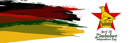 April 18, Independence day of Zimbabwe vector illustration. Suitable for greeting card, poster and bannerのイラスト素材