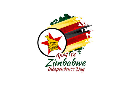 April 18, Independence day of Zimbabwe vector illustration. Suitable for greeting card, poster and bannerのイラスト素材