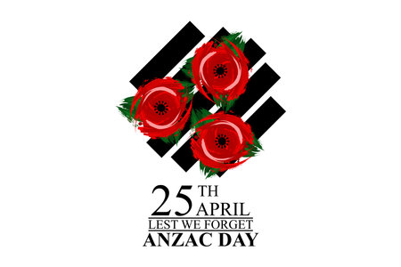 April 25, "Lest We Forget". Happy Anzac Day Vector Illustration. Suitable for greeting card, poster and banner.のイラスト素材