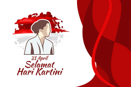 Translation: April 21, Happy Kartini Day. Vector Illustration. Suitable for greeting card, poster and banner.のイラスト素材