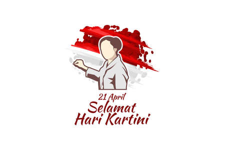 Translation: April 21, Happy Kartini Day. Vector Illustration. Suitable for greeting card, poster and banner.のイラスト素材