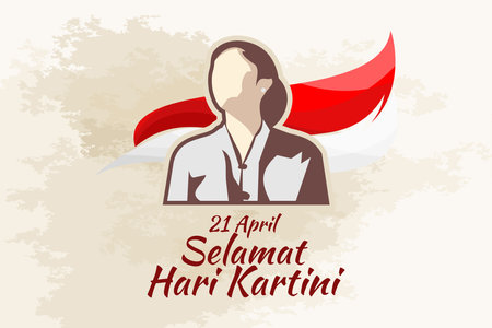 Translation: April 21, Happy Kartini Day. Vector Illustration. Suitable for greeting card, poster and banner.のイラスト素材