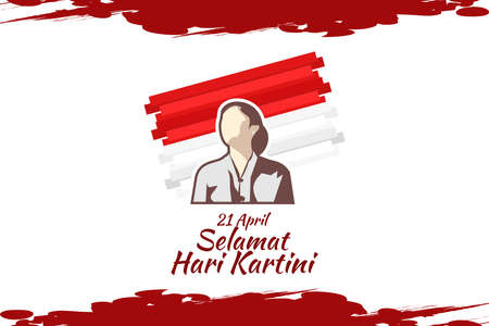 Translation: April 21, Happy Kartini Day. Vector Illustration. Suitable for greeting card, poster and banner.のイラスト素材