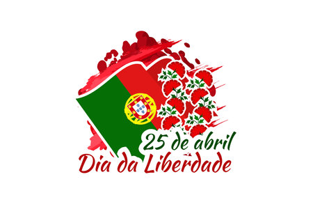 Translation: April 25, Freedom Day of Portugal. National Day of Portugal Vector Illustration....