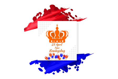 Translation: April 27, Happy King's Day. vector illustration. Suitable for greeting card, poster and banner.のイラスト素材