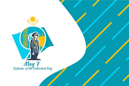 May 7, Defender of the Fatherland Day. Public holidays in Kazakhstan vector illustration. Suitable for greeting card, poster and banner.のイラスト素材