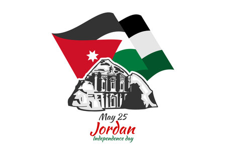 May 25 Kingdom of Jordan Independence Day vector illustration. Suitable for greeting card, poster and banner.のイラスト素材