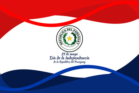 Translation: May 15, Independence Day of Republic of Paraguay. Independence day of Paraguay vector illustration. Suitable for greeting card, poster and bannerのイラスト素材