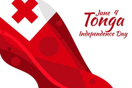 June 4, Independence Day of Tonga vector illustration. Suitable for greeting card, poster and banner.のイラスト素材