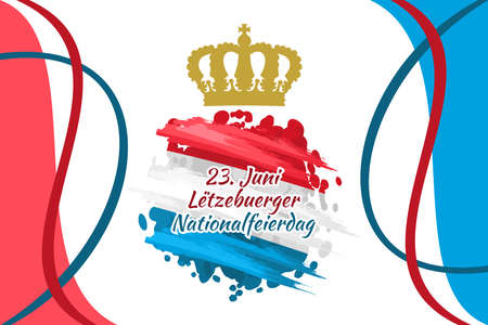 Translation: June 23, National Day. National day of Luxembourg vector illustration. Suitable for greeting card, poster and banner.のイラスト素材