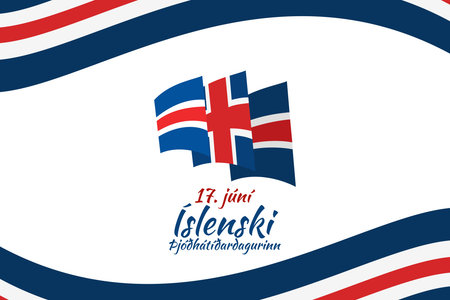 Translation: June 17, Icelandic National Day. vector illustration. Suitable for greeting card, poster and bannerのイラスト素材