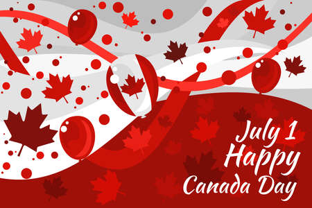 July 1, Happy Canada Day Vector Illustration. Suitable for greeting card, poster and banner.のイラスト素材