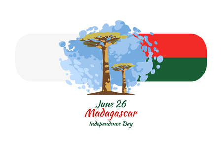 June 26 Independence Day of Madagascar vector illustration. Suitable for greeting card, poster and banner.のイラスト素材